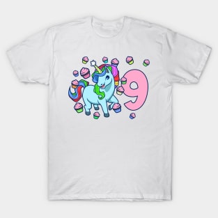 I am 9 with unicorn - girl birthday 9 years old T-Shirt